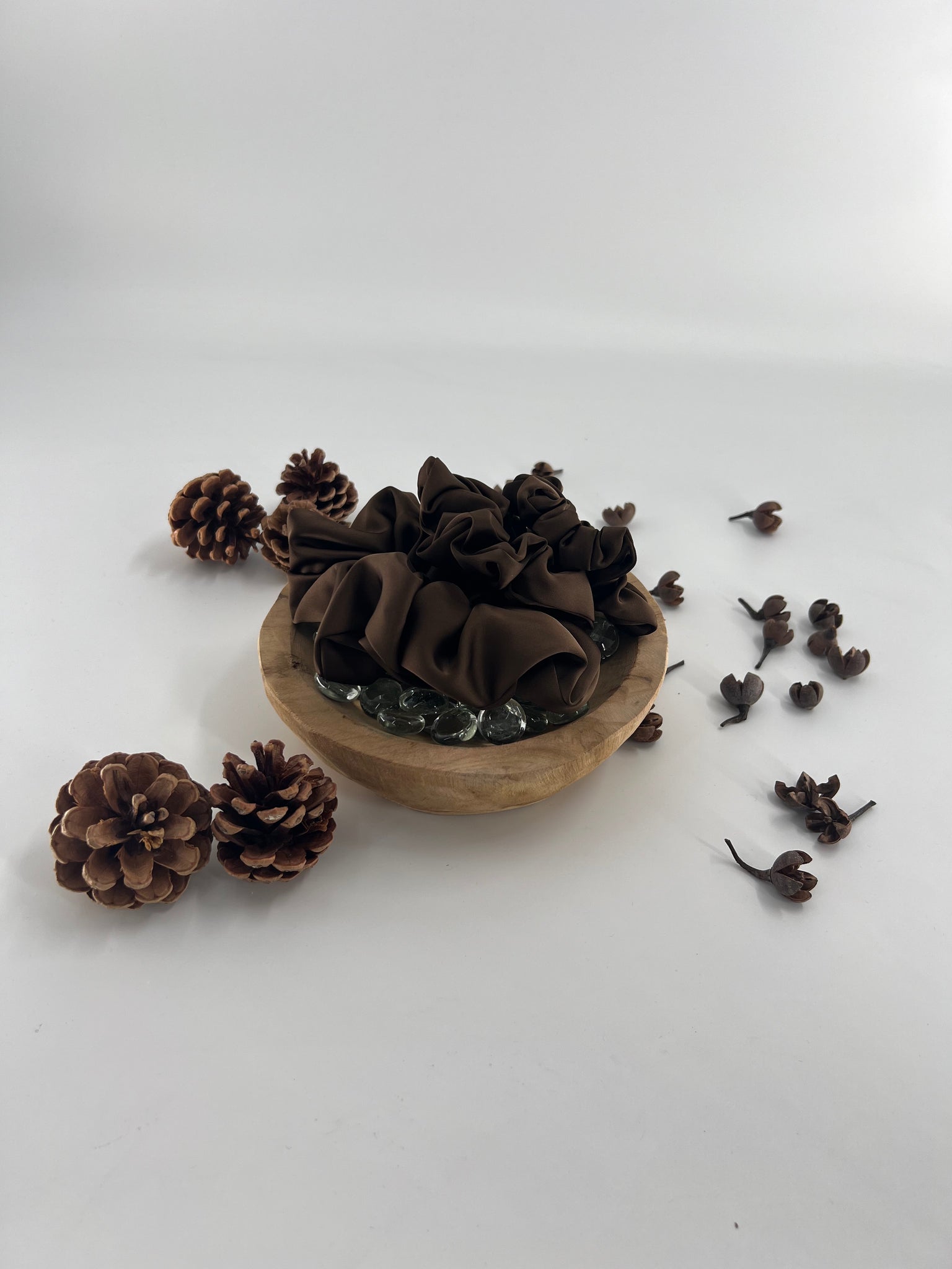 Satin Brown Scrunchies 3-piece