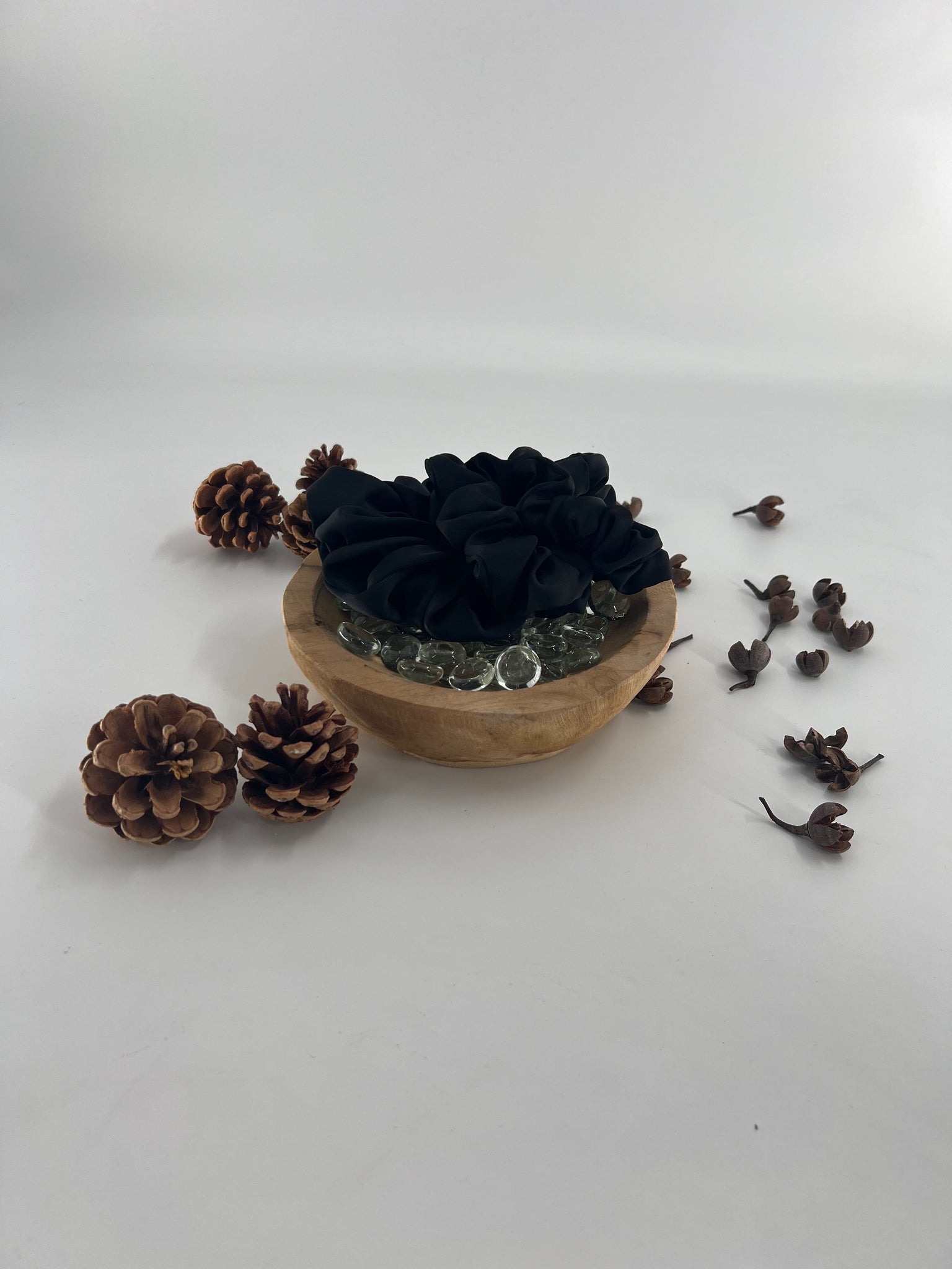 Satin Black Scrunchies 3-piece