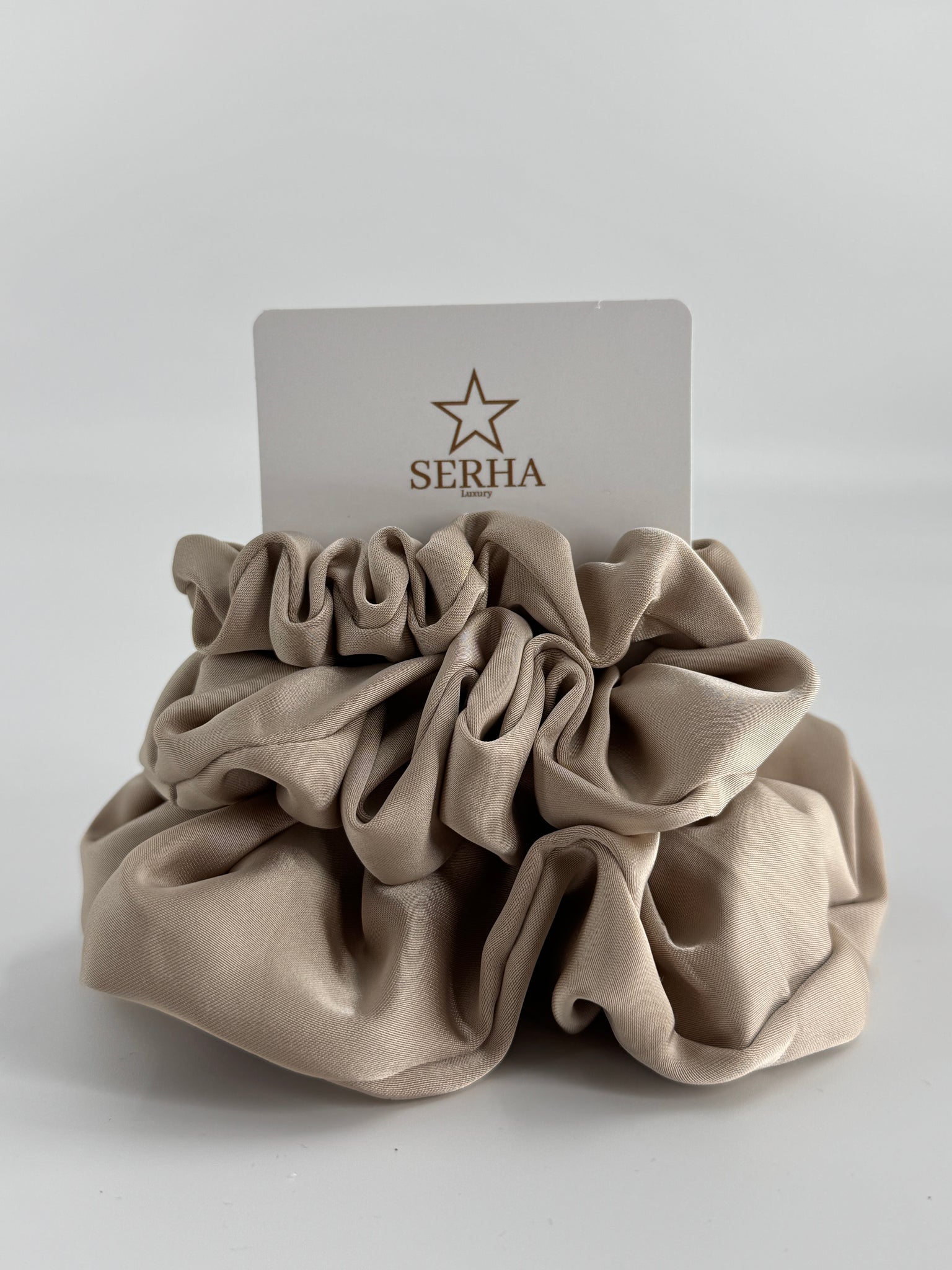 Satin Beige Scrunchies 3-piece