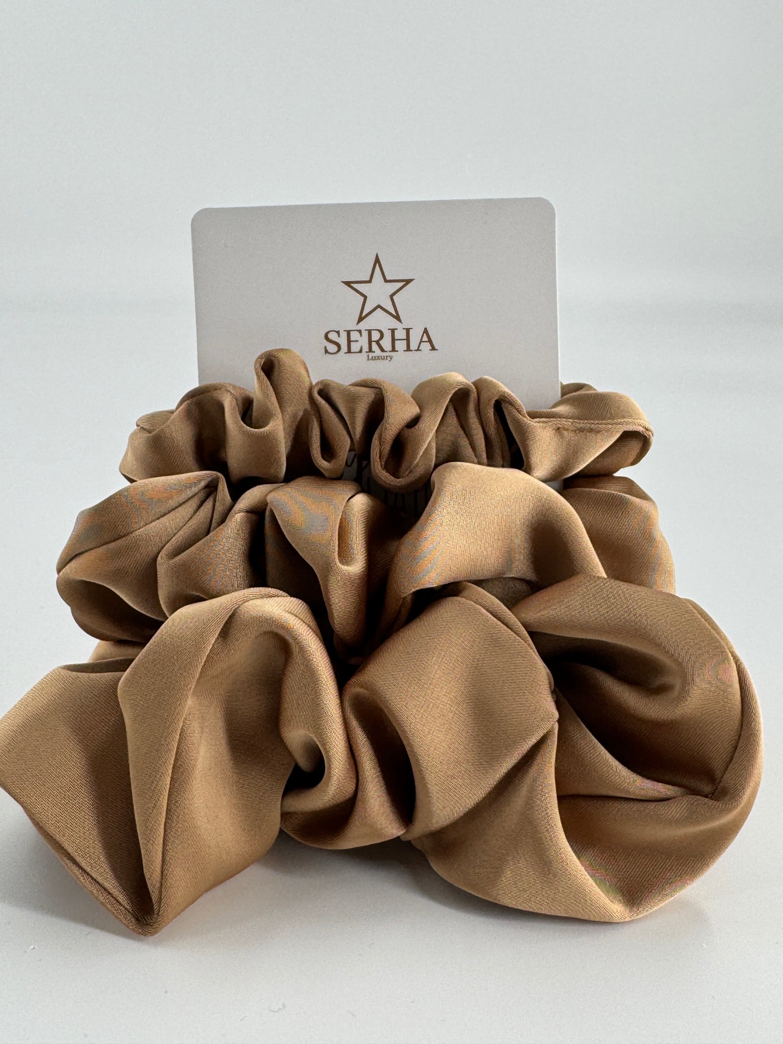 Satin Light Brown Scrunchies 3-piece