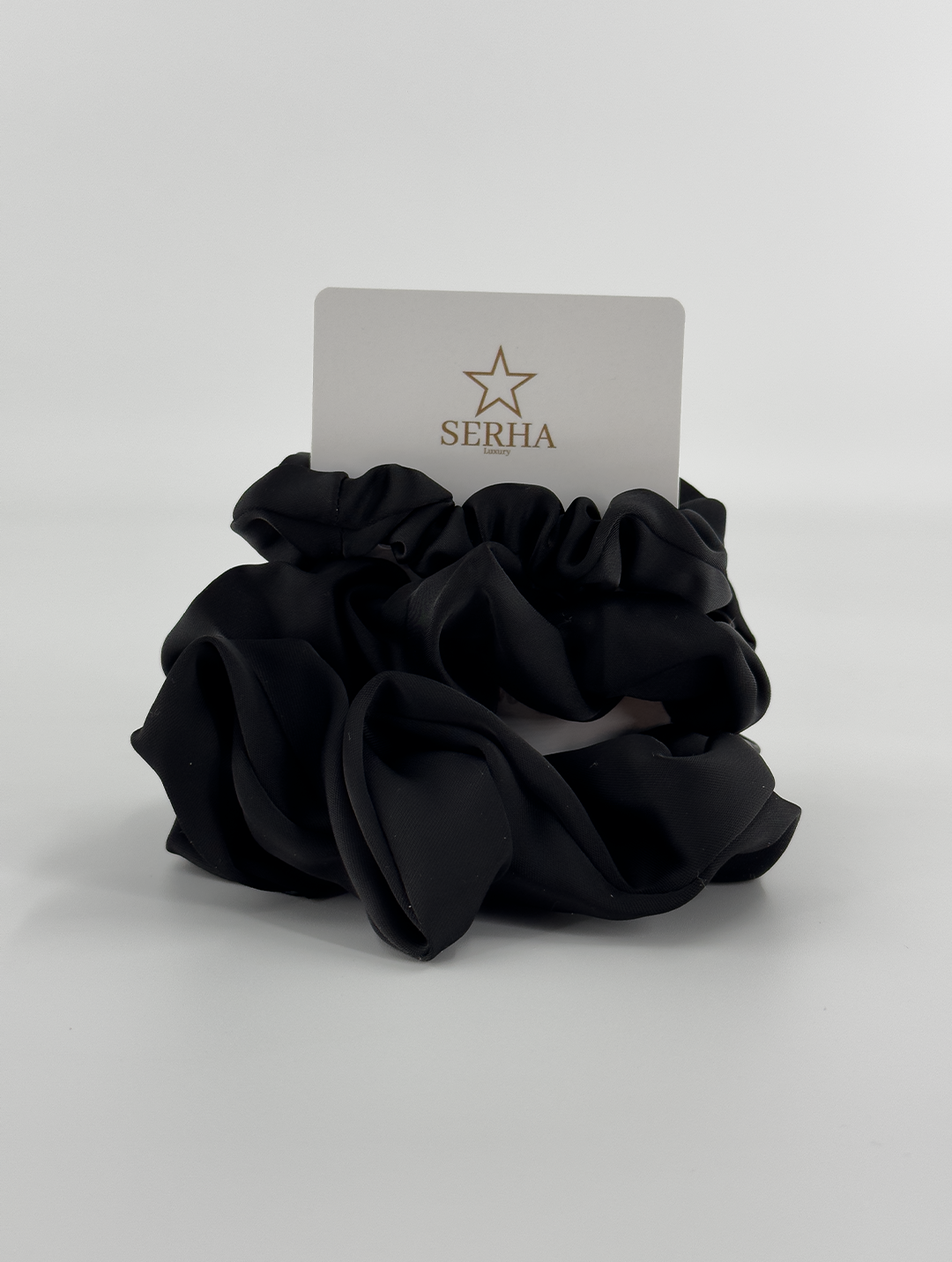 Satin Black Scrunchies 3-piece
